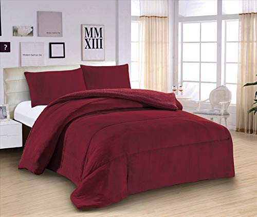 ForenTex - Edredón nórdico de 600g (M-3070) Granate Cama 135 cm, 230 x 260 cm Parte Superior Microseda Parte Inferior Borreguillo