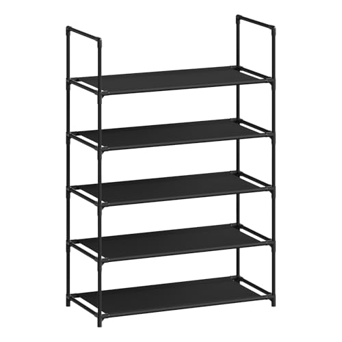 WOLTU Schuhregal – 5-Ebenen-Schuhaufbewahrungsorganisator mit schmalem Regal für Flur/Wohnzimmer/Korridor, Metallgestell, kompakte und abnehmbare Regale, 61x28x89 cm, Schwarz