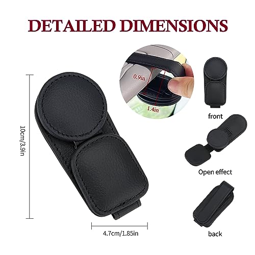 KIWEN Sunglasses Holder for Car Visor, Magnetic Leather Sunglass Eyeglass Hanger Clip for Car Sun Visor Accessories (1, Black) by KIWEN - Image 6