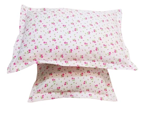 Image of House Fox Handloom Zipper Cotton Pillow Covers /Cases /Protectors (NOT Pillow) Set of 2 Pair Or 4 Pcs,Size -18x28inch with Zip /Chain (Standard, White Pink)