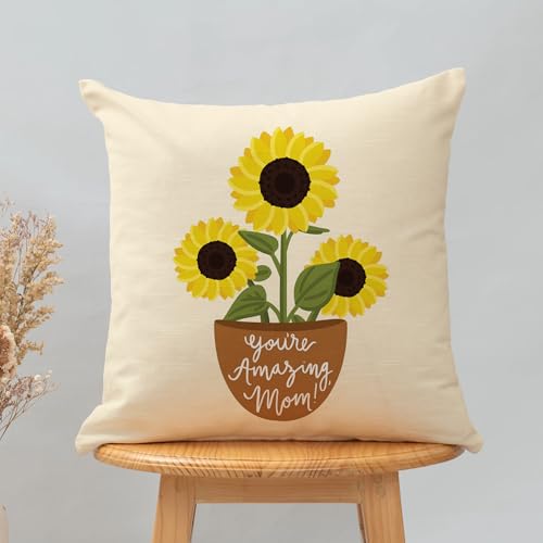 Image of TIED RIBBONS Gift for Mom, Birthday Gift for Mom Women Wife Mother in Law Mummy | Artificial Handcrafted Flower With Pot | Printed Cushion with Filler (12 X 12 Inch) | Chocolate Gift Pack | Card