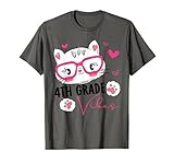 Cute 4th Grade Vibes Cat Kitten Lover Back To School Girls T-Shirt