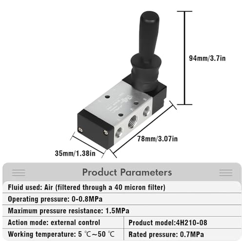 Vanne pneumatique 5 ports commande manuelle par levier et raccords rapides PC6-02 - 5