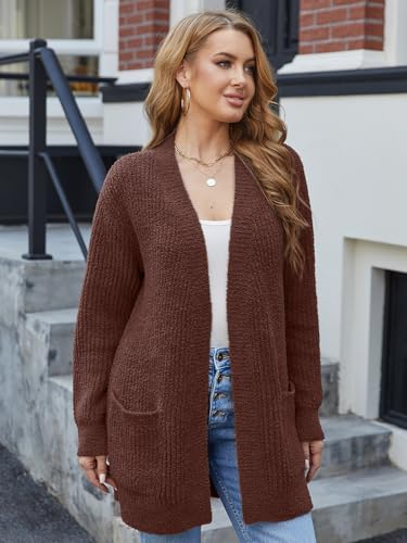Image of Snuggle Sac Cardigan Sweaters for Women with Pocket Trendy Casual Long Sleeve Tops Open Front Fall Winter Coats