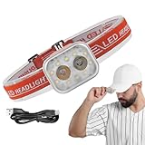 Ruhnjyg Linterna frontal – Linterna LED de luz fuerte, herramienta de iluminación exterior ultrabrillante para camping, montañismo y ciclismo