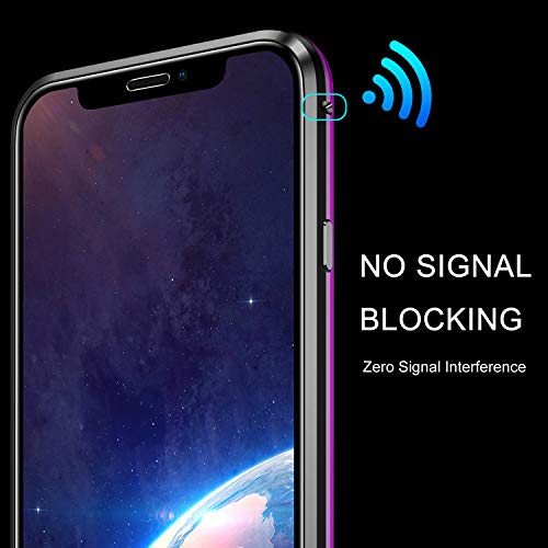 Zhike Iphone 11 Case, Magnetic Metal Frame Front And Back Tempered Glass Full Screen Coverage One-Piece Flip Gradient Color Cover Anti-Slip Design [Support Wireless Charging] [Purple-Black] #TOP2