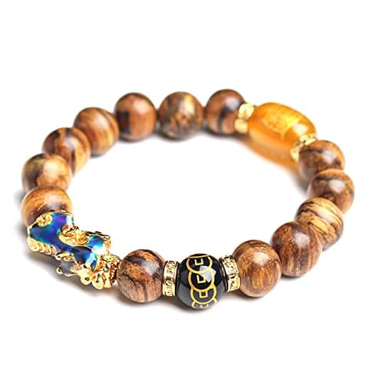Feng Shui Pixiu Amulet Armband Trä Armband 12mm Runda Pärlor Armband för Kvinnor Män Piyao Armband Warding-Off Evil Andit Healing Crystal Chakra Talisman för rikedom pengar lycka till
