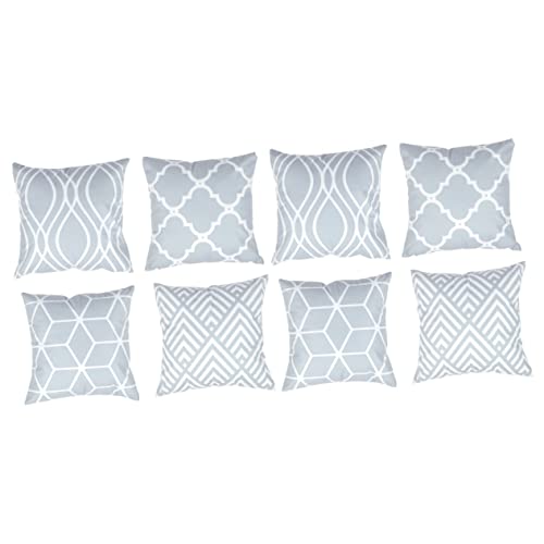 HOMSFOU 8 Piezas Dormitorio Fundas Coche Sofá Espalda para Adorno Cama Cubierta Geométrico Sofá Hogar Protector Interior Cuadrado Tiro Cojín Almohada Habitación Pelusa Vida Cover