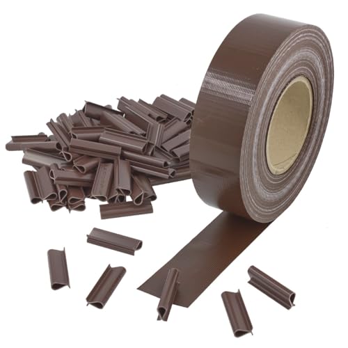 Fascia frangivista in PVC 4.6cm x 50mt Marrone +100clips rete recinzione oscurante privacy giardino UV resistant