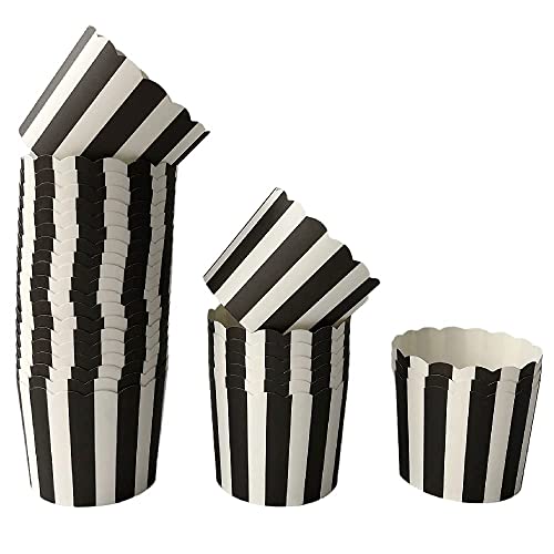 Barcley Paper Baking Cups 90-Pack 6 Oz Greaseproof Baking Cups Cupcake Muffin Cases Disposable Cupcake Wrappers For Birthday Baby Shower And Party Decorations-Black Vertical Polka Dot And Quadrafoil #TOP4