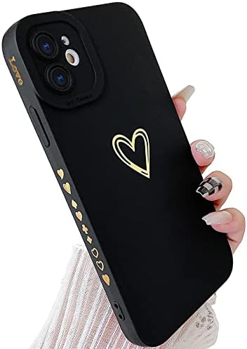 SmoBea Compatible with iphone X/Xs Case, Cute Gold Heart Pattern Phone Case for Women Girls With Side Small Love Pattern Silicone Protective Shockproof Phone Case (Red)