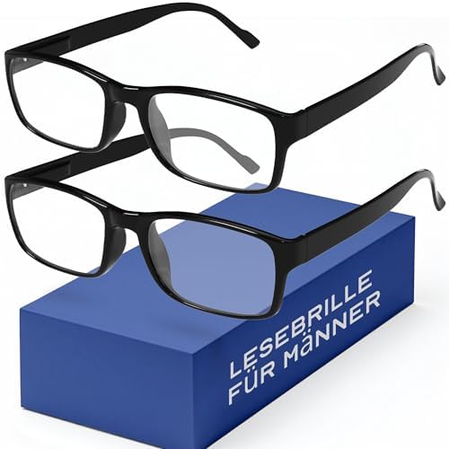 Gaoye 2er-Pack Lesebrillen +1.5 – Blaulichtfilter, UV-Schutz – Lesebrillen mit rechteckigen Fassungen
