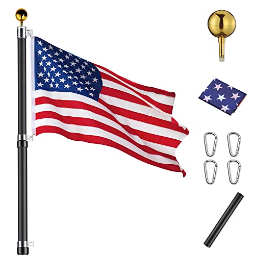 Yeshom Black Upgraded 30 ft Telescopic Heavy Duty Aluminum Flag Pole Kit Fly 2 Flags 3'x5' US Flag & Ball Top Flagpole for Commercial Residential Outdoor