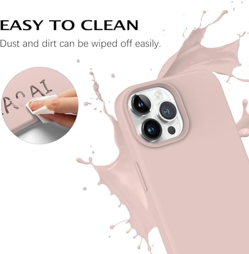 Image of Elzzi Microfiber Candy Case Compatible for iPhone 14 PRO, Shockproof Slim Back Cover Liquid Silicone Case (Pink)