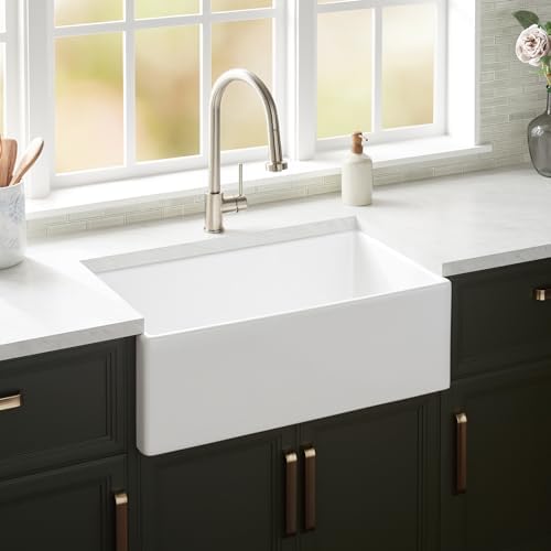 Signature Hardware 953910-30 Rowena 30" Farmhouse Single Basin Fireclay Kitchen Sink - White