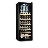KLARSTEIN Barossa - Cave à vin, Frigo vin température réglable entre 5 et 18 °C, Cave de service éclairage intérieur LED, Pieds réglables, Entretien facile, Clayettes en bois - 54 bouteilles, Noir