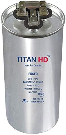 Titan Hd Round Motor Dual Run Capacitor, 55/5 Microfarad Rating, 440VAC Voltage - PRCFD555A