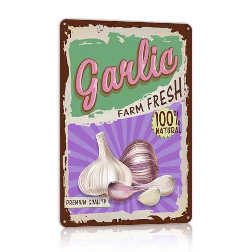 Eletina F5 Vintage Vegetable Garlic Metal Tin Signs Wall Decor For Kitchen Garden Farm Fresh