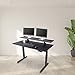 Stand Up Desk Store Split Top Electric Adjustable Height Standing Desk with Monitor Shelf (Black Frame/Matte Black Top, 60