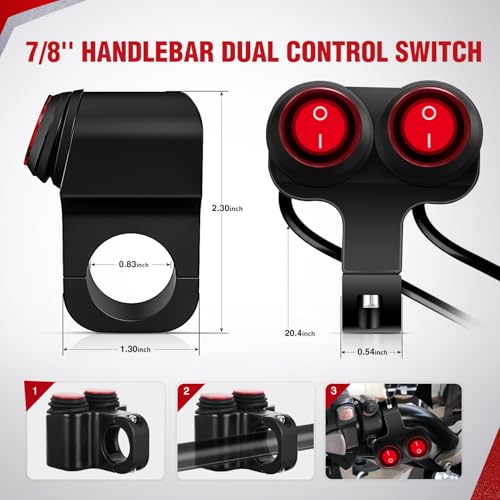 Image of Nilight 7 /8 inch Handlebar Motorcycle LED Driving Light Pod 2PCS 3 Inch 40W White Amber Dual Color Spot Beam Fog Auxiliary Offroad Lighting with 16AWG Wiring Harness for 12V Motorbike Dirt Bike e-Bike