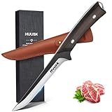 Huusk Boning Knife for Meat Cutting 6 Inch Japanese Full Tang Brisket Trimming Deboning Sharp Fish Fillet Knives with Sheath Butcher Kitchen Chef Gift for Dad
