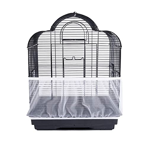 Bird Cage Seed Catcher, Airy Gauze Seeds Bird Cage Cover Guard Dust-Proof Universal Birdcage Accessories Parrot Bird Nylon Mesh Net Cover Stretchy Shell Skirt Traps Cage Basket (L, White) #TOP3