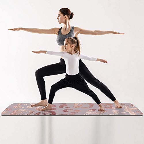 Siebzeh Fit Yoga Mat Rose Gold Leopard Skin 6Mm Eco Friendly Rubber Health&Fitness Slip-Resistant Mat For All Types Of Exercise, Yoga, And Pilates (72" X 24" X 6Mm Thick) #TOP6