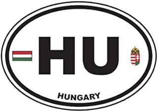 Hungary Oval Sticker Decal Hungarian Country Code Euro HU v2 Truck Car Decal Vinyl Bumper Sticker Sticks to Any Surface 5"