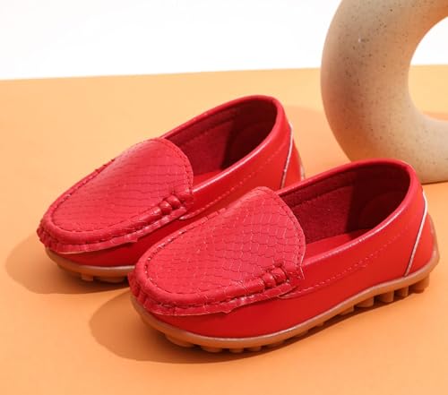 image for LONSOEN Toddler/Little Kid Boys Girls Soft Synthetic Leather Loafer Sl