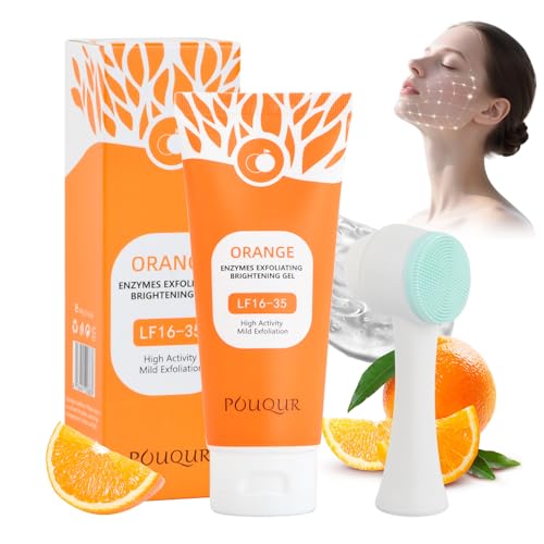 2pc Natürliches Orange Enzymes Peeling Gel mit Gesichtsbürste, Exfoliating Aufhellendes