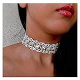 Fstrend Boho Sparkly Crystal Choker Gold Necklaces Rhinestones Pendant Gold Hollow Carving Flowers...