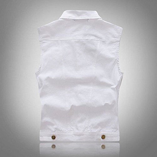 Men's Comfortable Stylish Cool Outwear Denim Vest Jacket White (US L)3