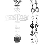 LLXYWJ Collar de crucifijo de Plata de Ley 925 para Hombre, Cruz con Jesús en Ella, Colgante para Navidad, Acción de Gracias