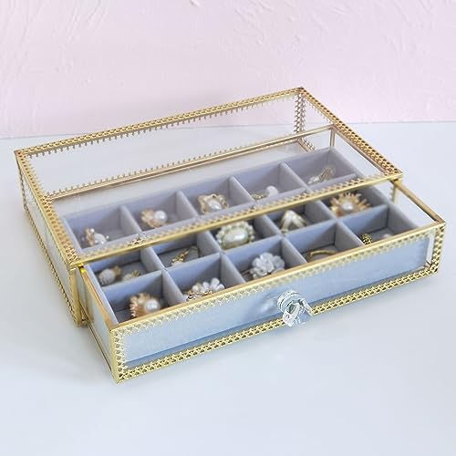 Boîte de bijoux en verre avec couvercles de mariage transparents - 5