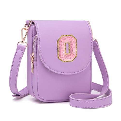 Image of Viverte Crossbody Purse for Teen Girls Small Initial Cell Phone Toddler Purse Leather Triple Compartment Crossbody Bags