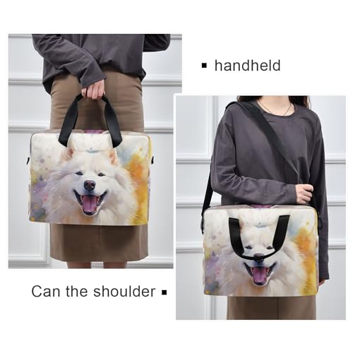 Maletín portátil portátil con estampado Samoyed para laptop 13-15.6 pulg miniatura 2