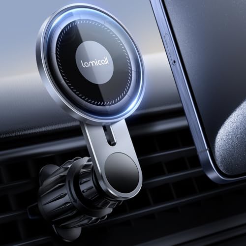 Support Téléphone Voiture MagSafe Lamicall à Grille d'Aération avec Bras HD