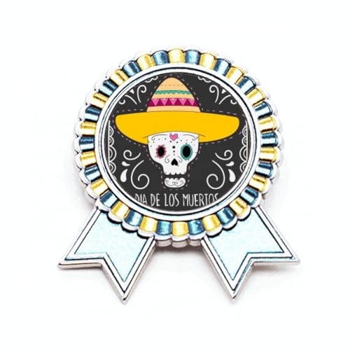 Broche chapeau du Mexique en métal taille M pour briller lors de la fête des morts Happy Dia de Muertos