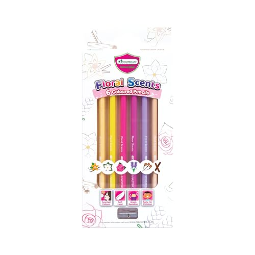 MASTERART Scented Colored Pencils 6 Colors for Kids Coloring (Floral Scents)