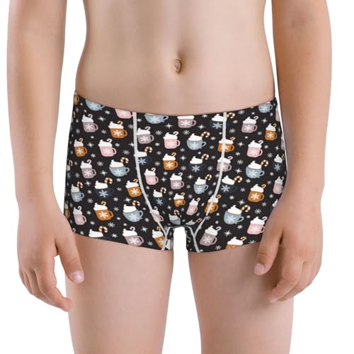 Boys' Cotton Boxer Brief Soft Underwear-Snowflake Cream Hot Cocoa