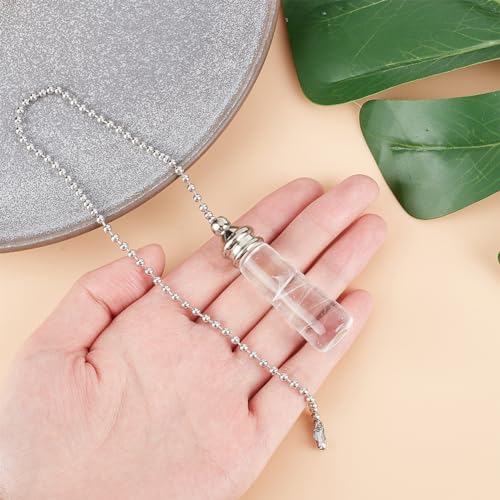 Image of GORGECRAFT 2Pcs Ceiling Fan Pull Chain 14.37 Inches Decorative Crystal Glass Cylindrical Beaded Pull String Ornament Pendant Extension Chains for Ceiling Light Lamp Fan Chain Extender