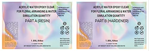 Enova Floral Craft Water And Simulated Fake Water Flower Cast Crystal Epoxy Resin A/B Creates Clear Acrylic Water Simulation For Flower Arrangements (128Oz) #TOP3