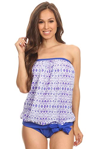 Dippin' Daisy's Womens Strapless Bandeau Blouson Tankini with Bottoms Dippin' Daisy's Womens Strapless Bandeau Blouson Tankini with Bottoms