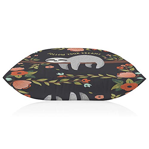 Ekobla Throw Pillow Cover Cute Sloth On The Tree Follow Your Dreams Letter Quote Funny Animal Floral Branch Leaf Decor Lumbar Pillow Case Cushion For Sofa Couch Bed Standard Queen Size 20X30 Inch #TOP5