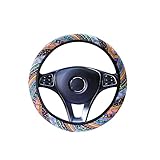 【Tamaño universal】La cubierta del volante del coche se adapta a todos los volantes de tamaño mediano con un diámetro de 37-38 cm.
