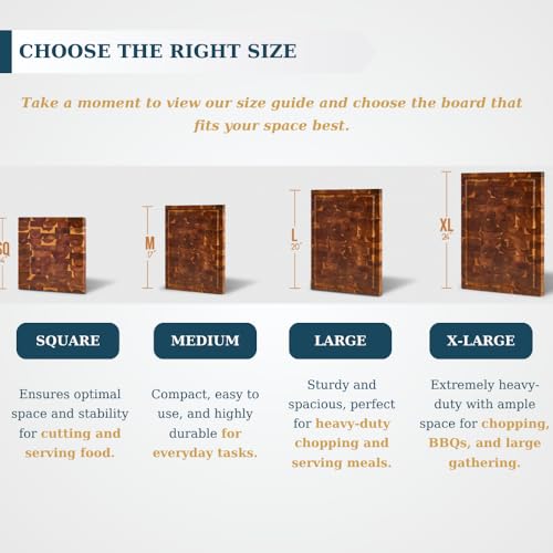 Bearchop Square Acacia Wood Cutting Board for Kitchen with 4-Side Reinforced Bar for Anti Crack/Warp, [14"x14"x1.25"] End Grain Cutting Board, Wooden Butcher Block with Gift Box by EST 2007 BEAR CHOP - Used condition - Image 7