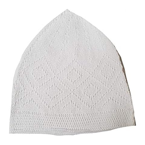 SHI Boutique Mens Boys Kufi Koofi Skull Cap Islamic Muslim Prayer Hat Headwear in 7 Colours (White) Cover