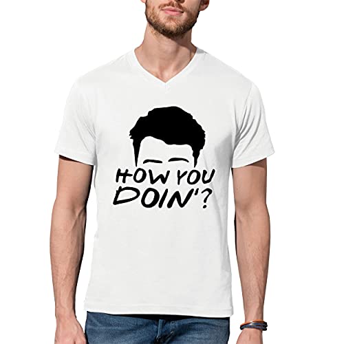 Image of B&S Boutique How You Doin Joey Friends Tv Series Men's V-Neck White Shirt Size XXL