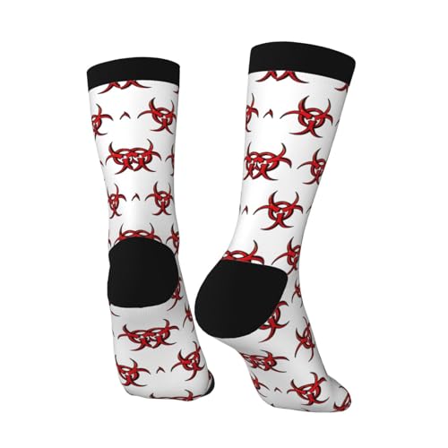 YECHUANLURE Draw a Biohazard Risk Symbol Unisex socks Unique mid calf socks Outdoor casual sports sock 3 Black
