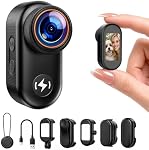 4K POV Camera, Thumb Size Mini Body Camera with 64GB Card, WiFi Portable Action Cam with Magnetic Mount, 150° Wide Angle Hands-Free Wearable Vlogging Camera for TikTok YouTube Travel